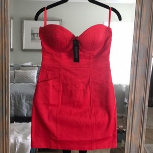 Little Red Denim Strapless Dress